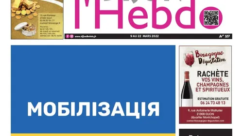 La solidarité pour l’Ukraine en une de Dijon l’Hebdo